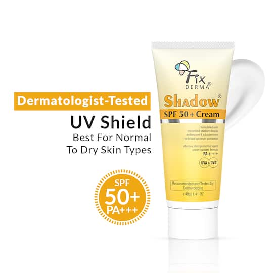Fixderma Sunscreen - SPF 50+ PA+++ Shadow Sunscreen SPF Cream, Sunscreen for Dry Skin (40g)