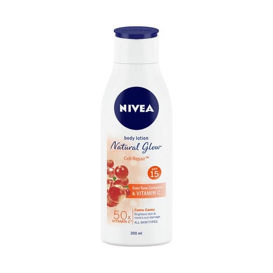 Nivea Natural Glow Cell Repair 50X Vitamin C Body Lotion SPF 15 (200ml)