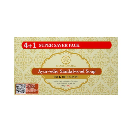 Khadi Natural Sandalwood Soap Super Saver Pack (5 Pcs)