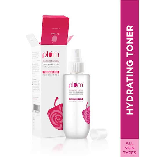 Plum Bulgarian Valley Rose Water Alcohol-Free Toner, Hyaluronic Acid, Hydrates & Refreshes (200ml)