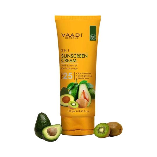 Vaadi Herbals Sunscreen Cream With Extracts Of Kiwi & Avocado SPF 25 (110g)