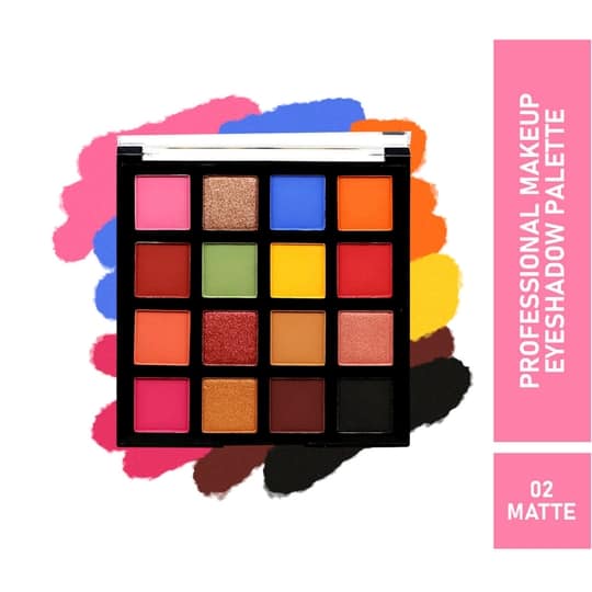 Half N Half Professional Makeup kit, 16 Colours Eyeshadow Matte Palette - 02 Multicolour (18g)