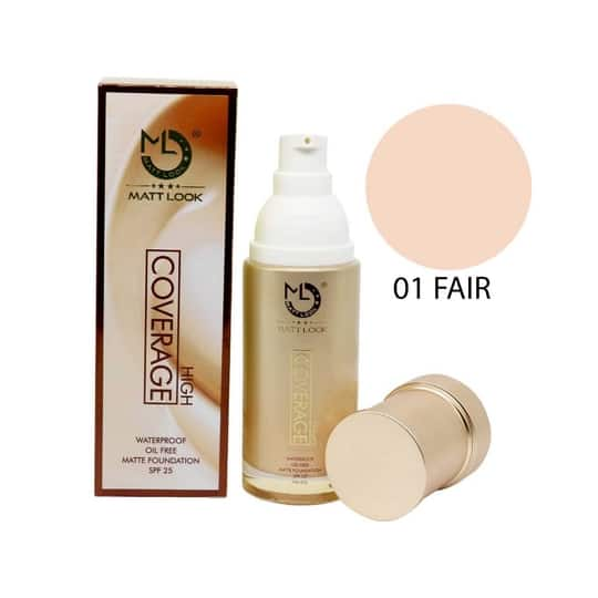 Matt Look High Coverage Waterproof Oil Free Matte SPF 25 Foundation - 01 Fair (45g)