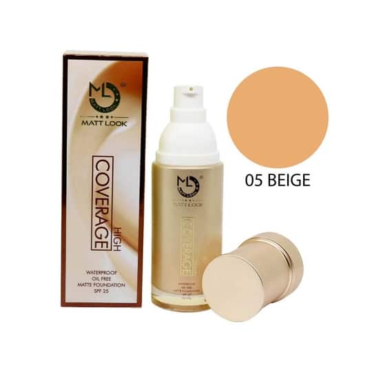 Matt Look High Coverage Waterproof Oil Free Matte SPF 25 Foundation - 05 Beige (45g)