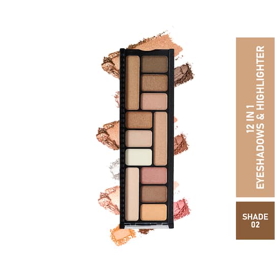 Half N Half 12-In-1 Eyeshadow & Highlighter Makeup Kit - 02 Multicolour (12g)