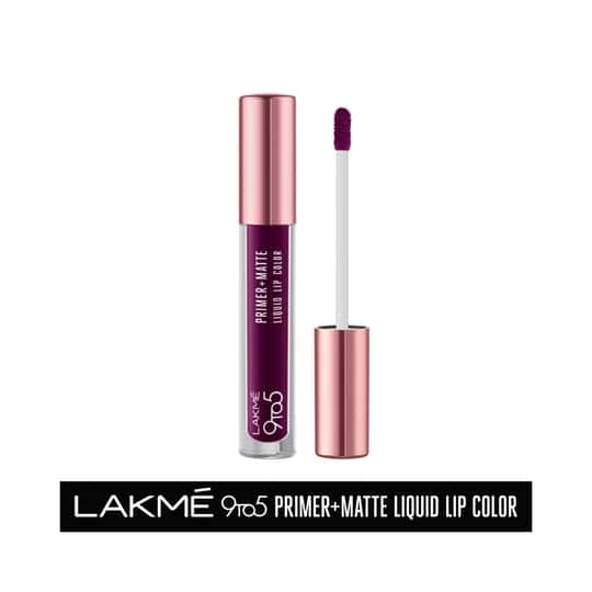 Lakme 9To5 Primer + Matte Liquid Lip Color - MM4 Dynamic Purple (4.2ml)