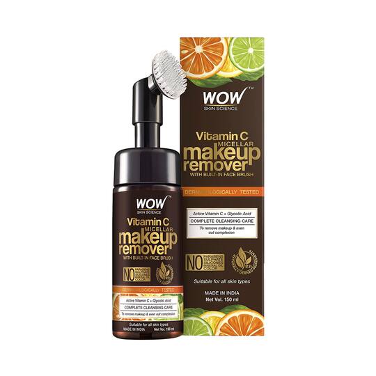 WOW SKIN SCIENCE Vitamin C Makeup Remover With Built-In Face Brush (150ml)