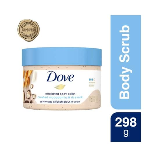 Dove Exfoliating Body Polish Scrub With Crushed Macadamia And Rice Milk (298g)