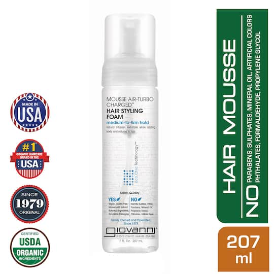 Giovanni Organic Natural Mousse Hair Styling Spray Foam (207ml)