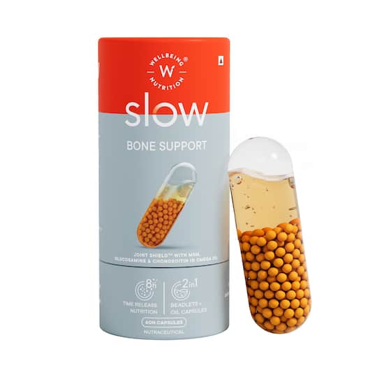 Wellbeing Nutrition Slow Bone Support Capsule for Men and Women Glucosamine Calcium (60 Capsules)