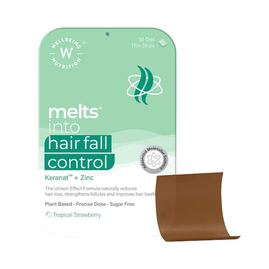 Wellbeing Nutrition Melts Hairfall Control Biotin DHT Blocker Strawberry Flavor Strips (30 Strips)