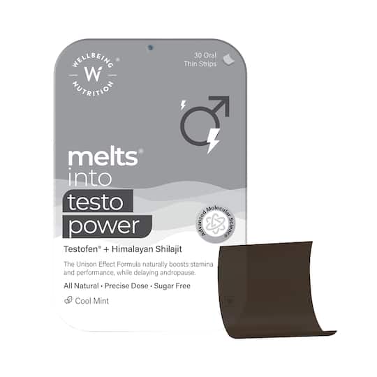 Wellbeing Nutrition Melts Testo Power Testofen, Himalayan Shilajit, Ginkgo biloba (30 Strips)