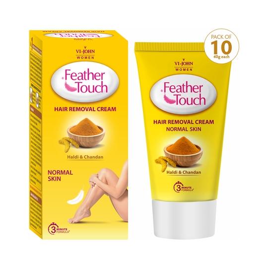 VI-JOHN Feather Touch Haldi & Chandan Hair Removal Cream (Pack of 10)