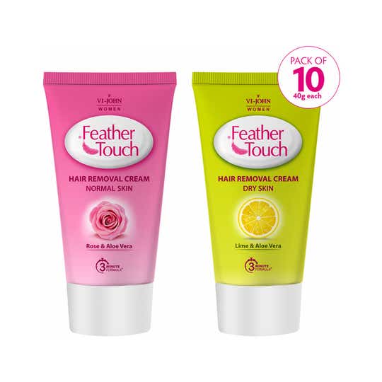 VI-JOHN Feather Touch Lime & Rose Hair Removal Cream (Pack of 10)