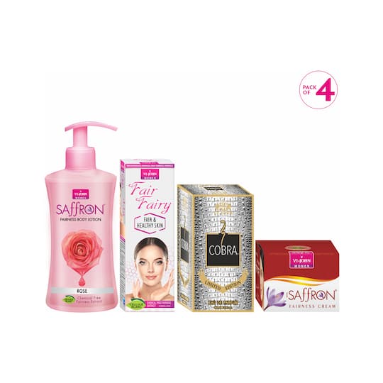 VI-JOHN Women Cream Saffron, Fair Fairy, Eau De Parfum and Fairness Rose Body Lotion