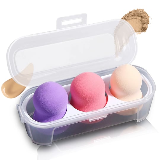 Majestique 3 Blender Box Blending Sponge Makeup Cosmetic Sponge (Color May Vary) (3Pcs)