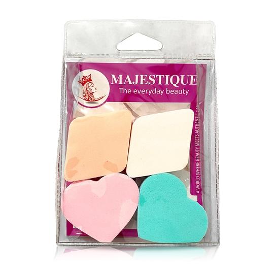 Majestique Face Sponge, Diamond and Heart Shape for Liquid, Cream, and Powder - Mulitcolor