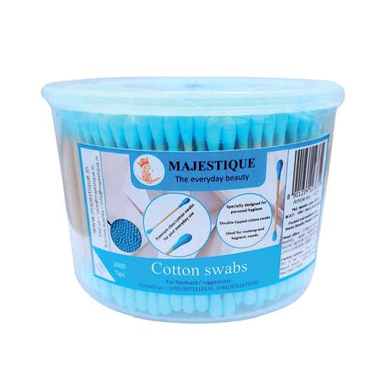 Majestique 100% Biodegradable Ear Cleaner Buds Cotton Swab Stick - (1000Pcs)