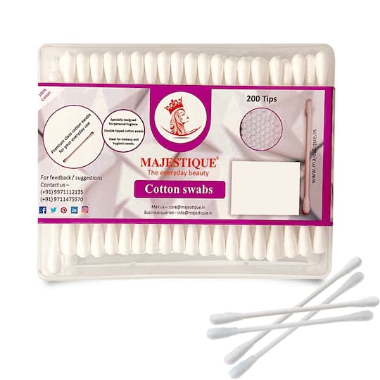 Majestique Paper Cotton Swabs Sticks, Flat Box, Soft Gentle on Face, Ear Cleaning