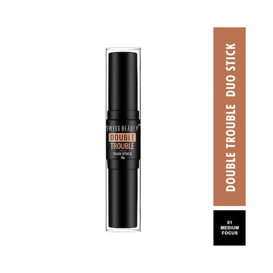 Swiss Beauty Double Trouble Contour & Highlighter Stick - 01 Medium Focus (8g)