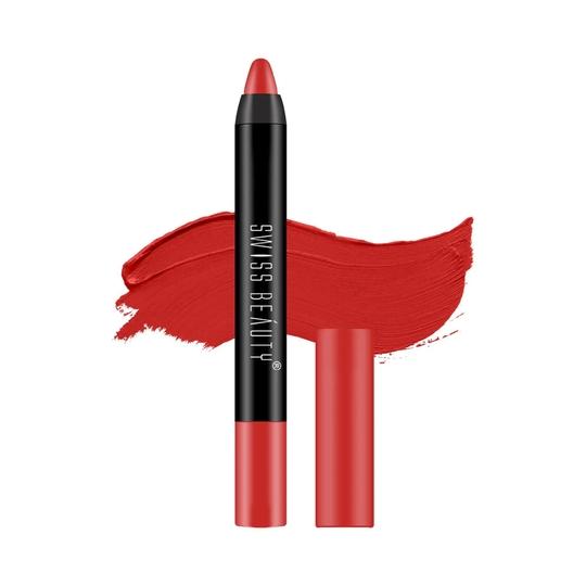 Swiss Beauty Non Transfer Matte Crayon Lipstick - Red letter (3.5g)