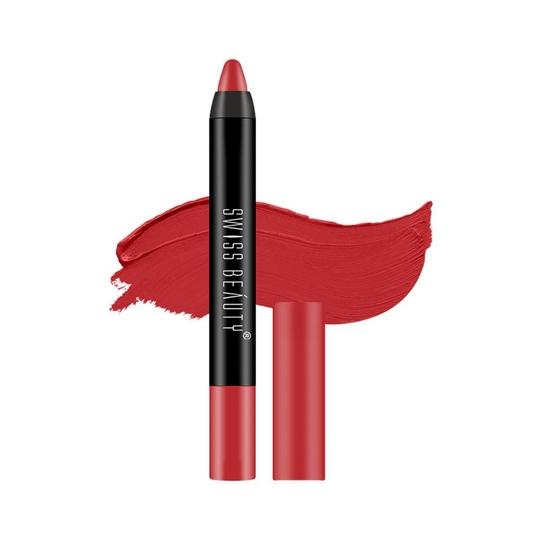 Swiss Beauty Non Transfer Matte Crayon Lipstick - Hot Red (3.5g)