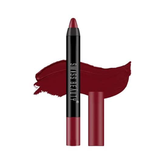 Swiss Beauty Non Transfer Matte Crayon Lipstick - Bloodshot Maroon (3.5g)