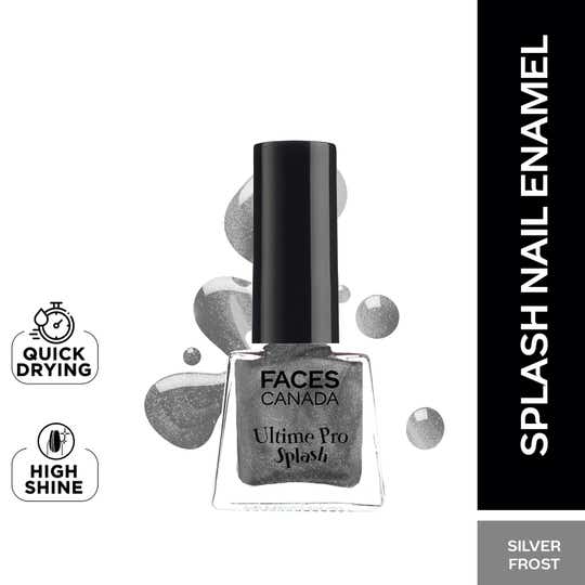 Faces Canada Ultime Pro Splash Mini Nail Enamel - Silver Frost 61 Glossy, Quick Drying (5 ml)