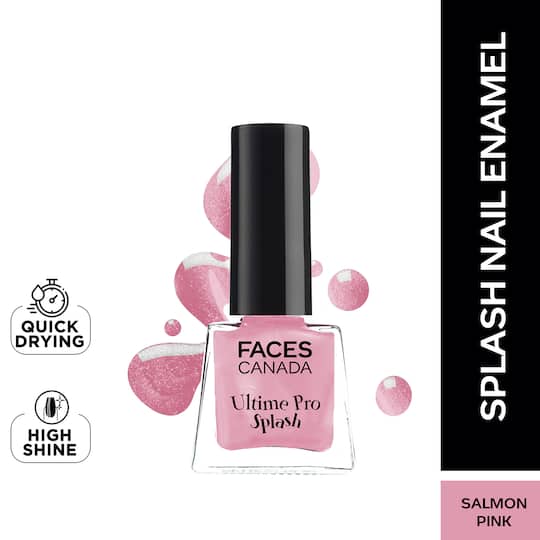 Faces Canada Ultime Pro Splash Mini Nail Enamel - Salmon Pink 126 Glossy, Quick Drying (5 ml)