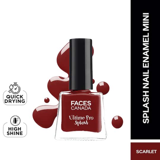 Faces Canada Ultime Pro Splash Mini Nail Enamel - Scarlet 115 Glossy, Quick Drying (5 ml)