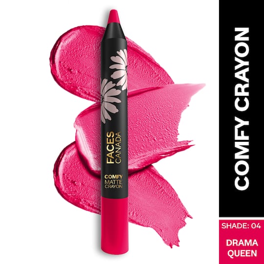 Faces Canada Comfy Matte Lip Crayon - Dramaqueen 04, 8HR Long Stay, No Dryness (2.8 g)