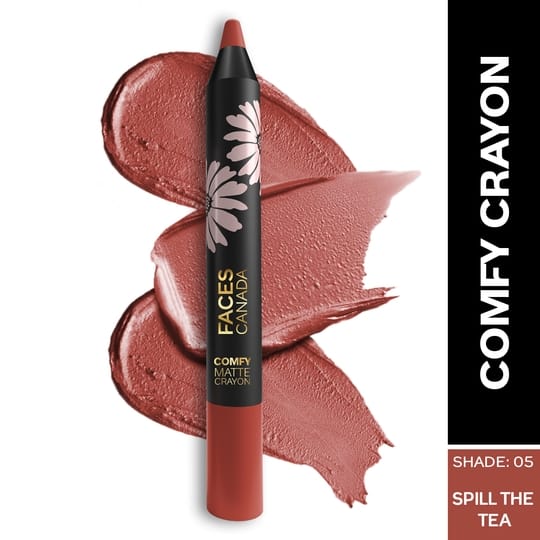 Faces Canada Comfy Matte Lip Crayon - Spill The Tea 05, 8HR Long Stay, No Dryness (2.8 g)