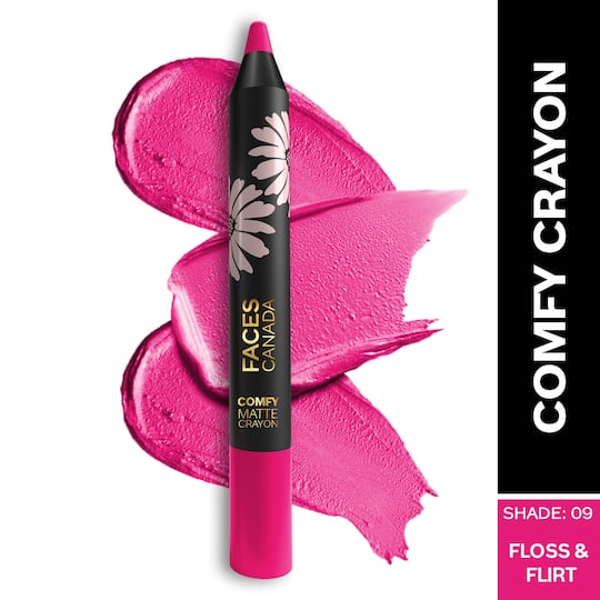 Faces Canada Comfy Matte Lip Crayon - Floss & Flirt 09, 8HR Long Stay, No Dryness (2.8 g)