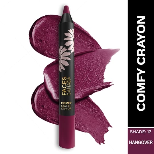 Faces Canada Comfy Matte Lip Crayon - Hangover 12, 8HR Long Stay, No Dryness (2.8 g)