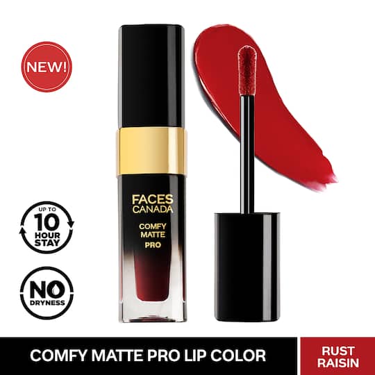 Faces Canada Comfy Matte Pro Liquid Lipstick - Rust Raisin 02, 10HR Stay, No Dryness (5.5 ml)