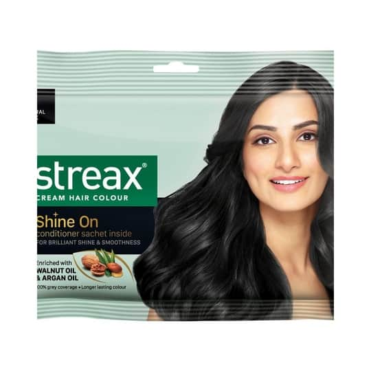 Streax Hair Colour - 1 Natural Black (25gm+20ml)