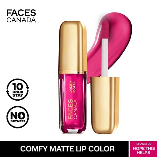 Faces Canada Comfy Matte Liquid Lipstick - Hope This Helps 06, 10HR Stay, No Dryness (1.2 ml)