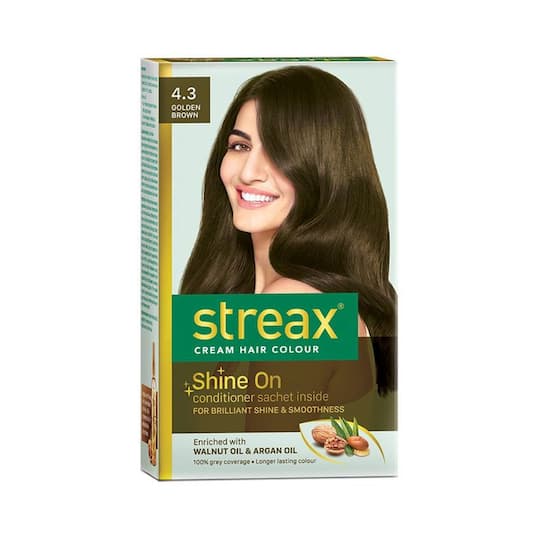 Streax Hair Colour - 4.3 Golden Brown (70 gm + 50 ml)