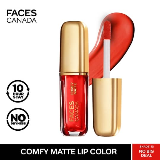 Faces Canada Comfy Matte Liquid Lipstick - No Big Deal 12, 10HR Stay, No Dryness (1.2 ml)