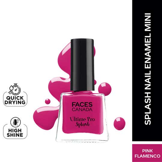 Faces Canada Ultime Pro Splash Mini Nail Enamel - Pink Flemenco 21 Glossy, Quick Drying (5 ml)