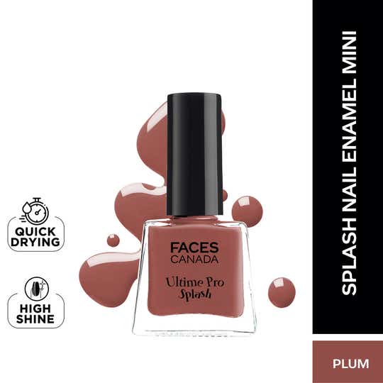 Faces Canada Ultime Pro Splash Mini Nail Enamel - Plum 207 Glossy, Quick Drying (5 ml)