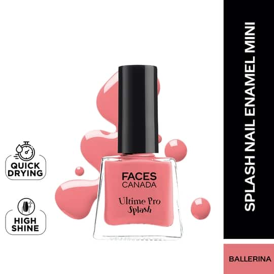 Faces Canada Ultime Pro Splash Mini Nail Enamel - Ballerina 201 Glossy, Quick Drying (5 ml)