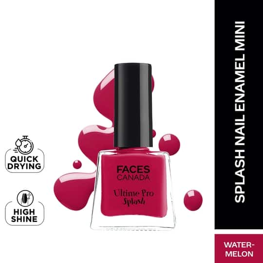 Faces Canada Ultime Pro Splash Mini Nail Enamel - Water Melon 52 Glossy, Quick Drying (5 ml)