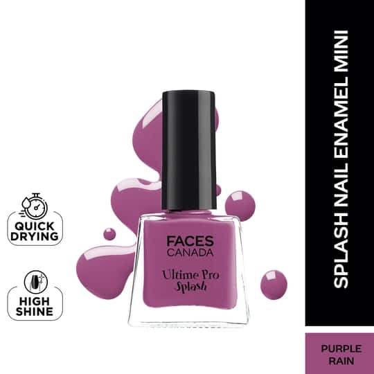 Faces Canada Ultime Pro Splash Mini Nail Enamel - Purple Rain 19 Glossy, Quick Drying (5 ml)