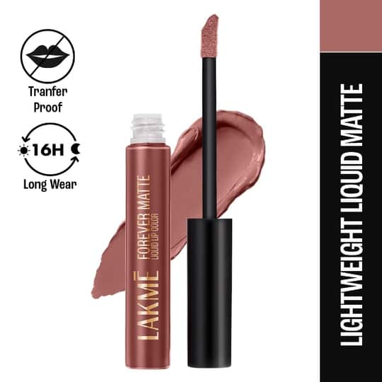 Lakme Forever Matte Liquid Lip, 16hr Lipstick, Nude Hue (5.6 ml)