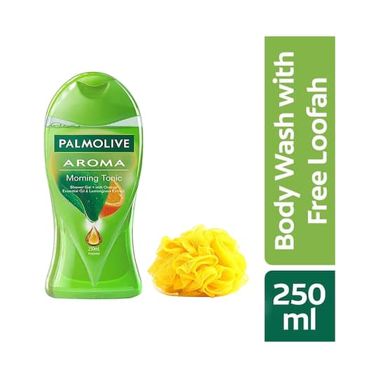Palmolive Aroma Morning Tonic Body Wash Shower Gel with a Free Loofah (250ml)
