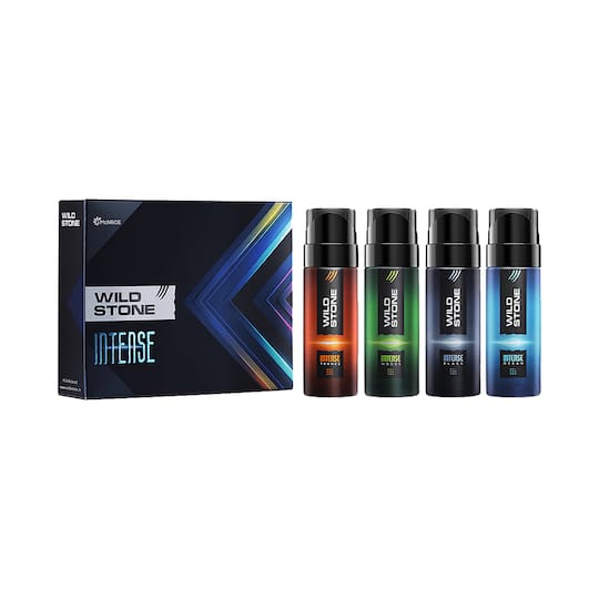 Wild Stone Intense No Gas Mini Deodorant Travel Pack Gift Set (4Pcs)