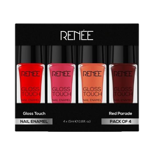 RENEE Gloss Touch Nail Enamel - N03 Red Parade (4 Pcs)