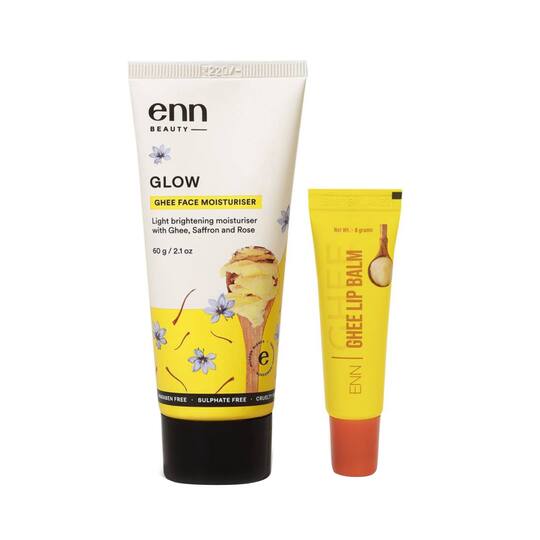 ENN Glow Ghee Face Moisturiser And Ghee Lip Balm Combo Kit (68g)