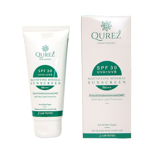 Qurez Mattifying SPF 30 Mineral Sunscreen With Blue Light Protection (50ml)